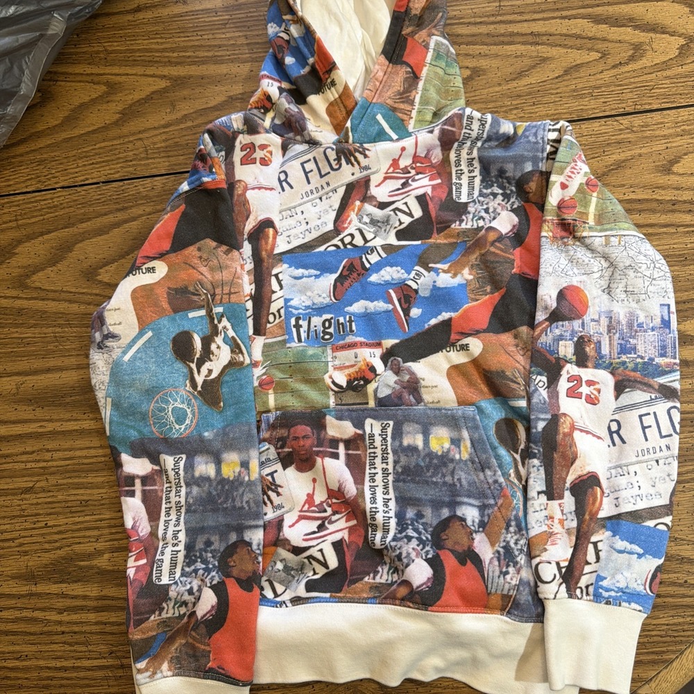Jordan Michael Jordan Collage Graphic Hoodie Kids Size M Multicolor Pullover